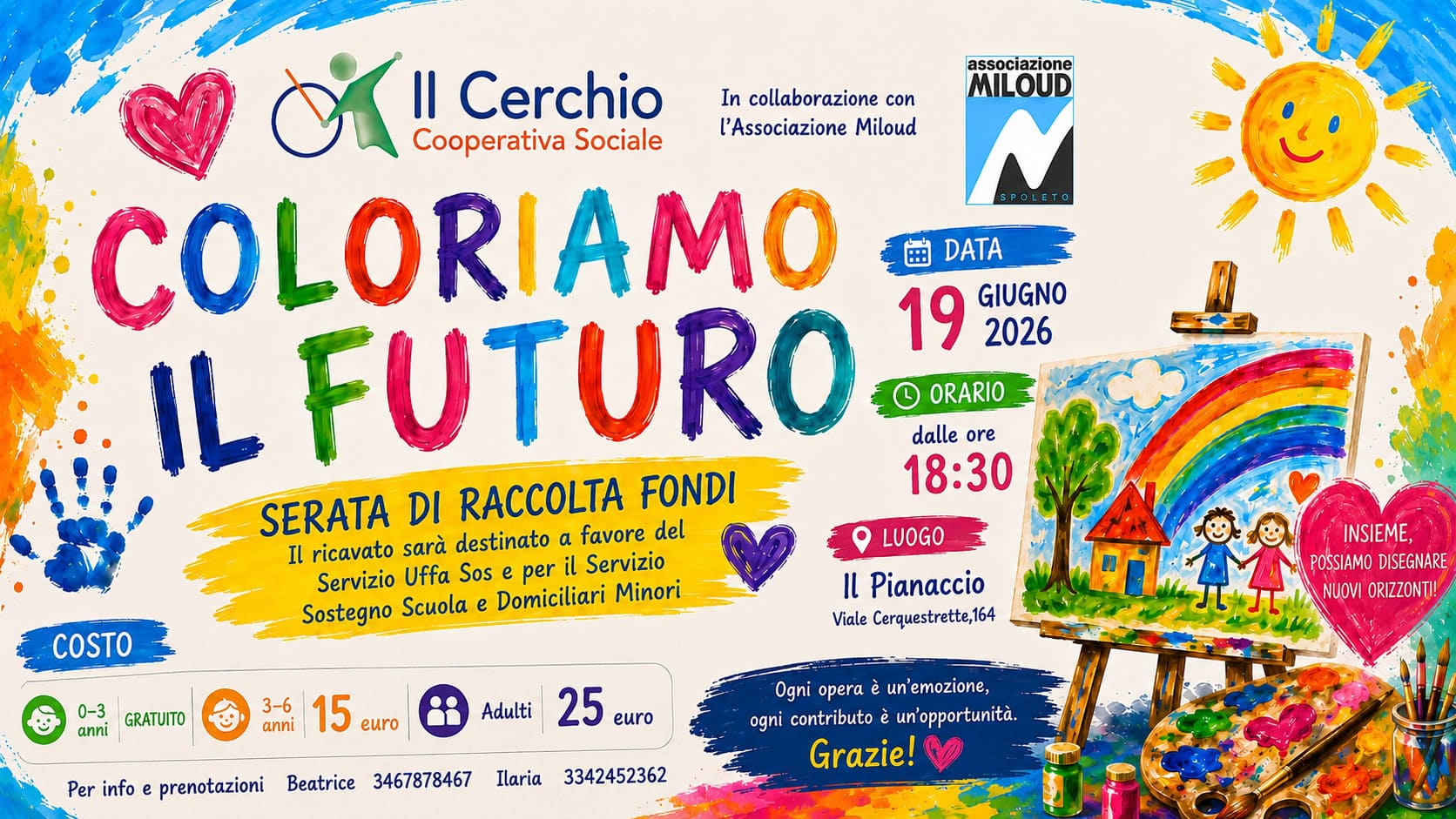 Coloriamo il Futuro: una serata per sostenere bambini, ragazzi e famiglie del territorio
