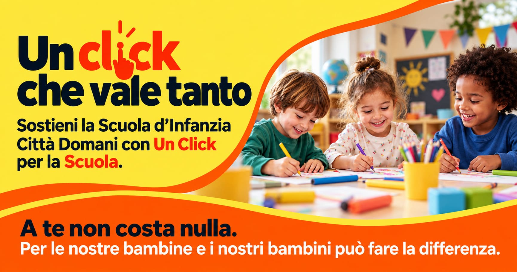 Un Click per la Scuola 2026: sostieni la Scuola d’Infanzia Città Domani